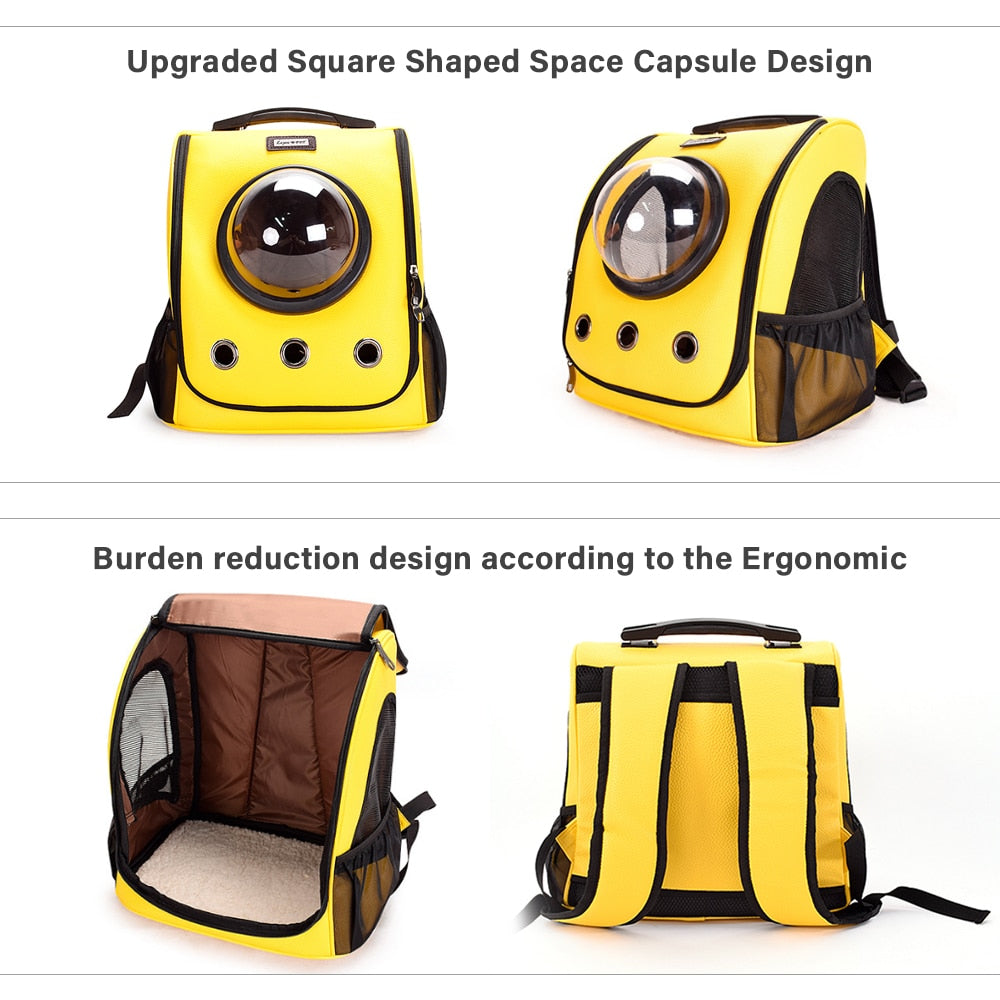 cat bubble backpack leather The City Chic" Leather Cat Backpack with Glass Bubble – Best Cat Backpack